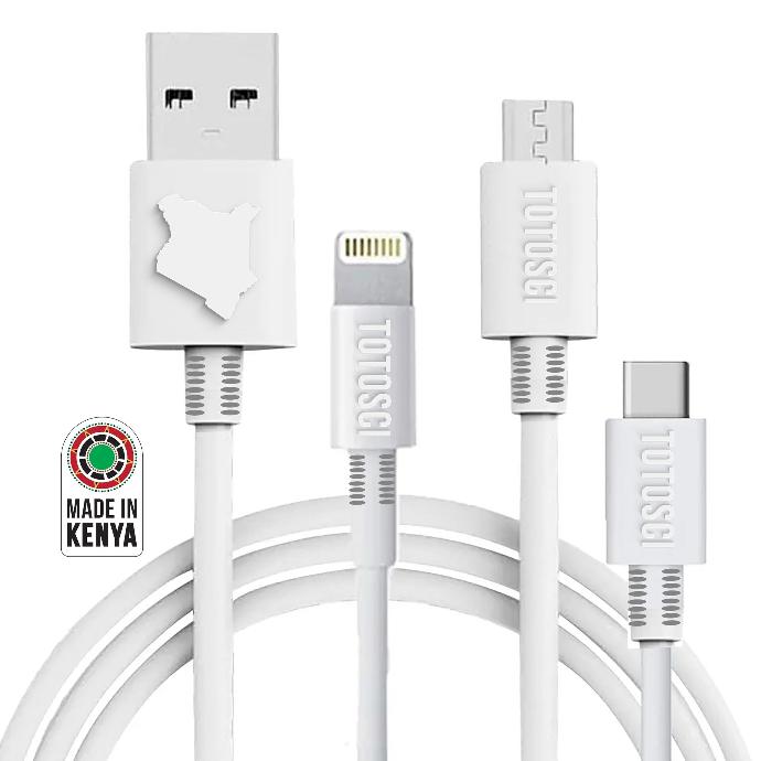 TOTOSCI 3 in1 USB Cable (Micro/Type C/Iphone) White