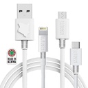 TOTOSCI 3 in1 USB Cable (Micro/Type C/Iphone) White