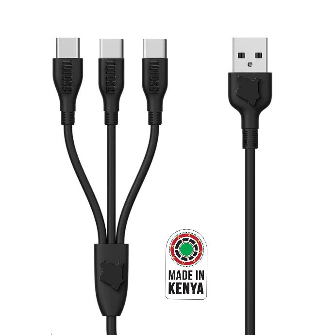 TOTOSCI 3 in1 USB Cable (Type C) Black
