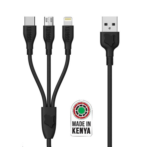 TOTOSCI 3 in1 USB Cable (Micro/Type C/Iphone) Black