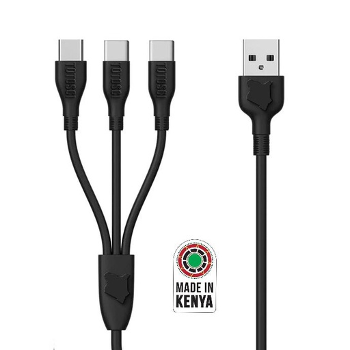 TOTOSCI 3 in1 USB Cable (Type C) Black